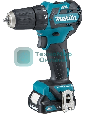Дрель-шуруповерт Makita DF332DWAE, 12 В, 2 Ач, 35 Нм, бесщеточный