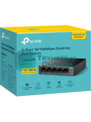 Коммутатор настольный TP-Link LS105LP с 5 портами 10/100 Мбит/с (4 порта PoE)