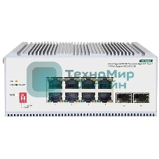 Коммутатор Unmanaged Industrial Switch 8x1000Base-T PoE, 2x1000Base-X SFP, PoE Budget 185W, Surge 4KV, -40 to 75°C