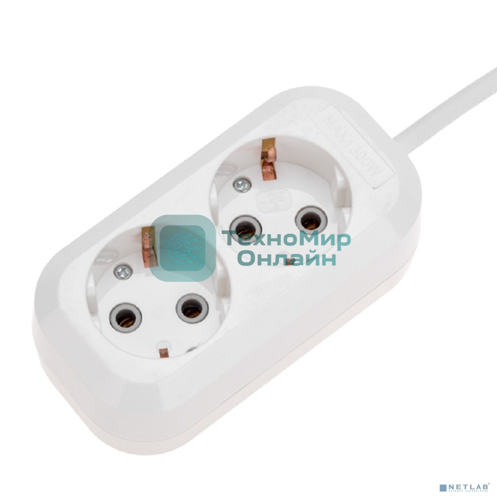 Удлинитель PROconnect 2 гнезда, 1,5 м, 3х0,75 мм², с/з, белый