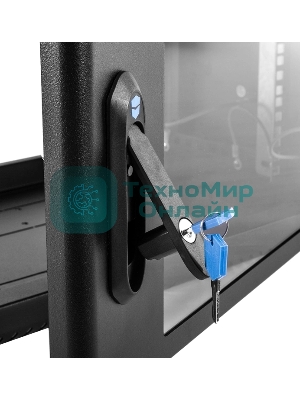 Шкаф коммутационный ЦМО (ШРН-6.650-9005) настенный 6U 600x650мм пер.дв.стекл 200кг черный 600мм 180град.