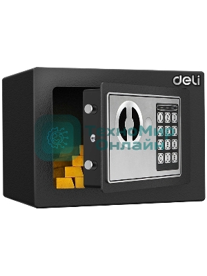 Сейф Deli ET510 230x 170x 170 мм, ключевой, электронный, черный/серебристый