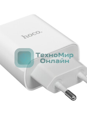 Сетевое зарядное устройство HOCO C80A Rapido 1xUSB + 1xUSB-C, 3.1A, 20W, белый