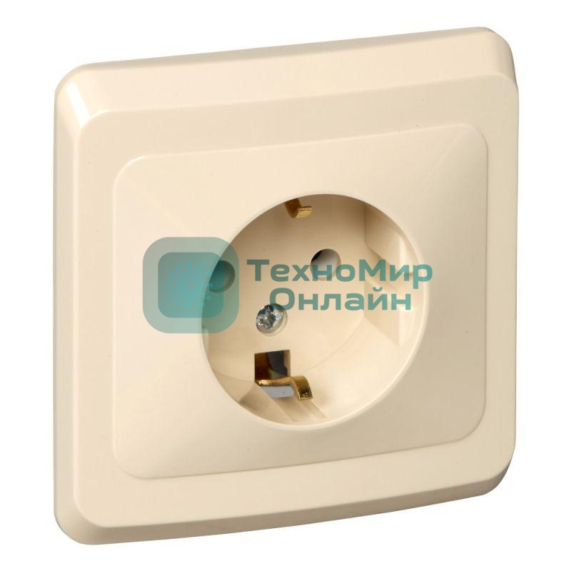 Розетка 1-м СП Этюд 16А с заземл. крем. SchE PC16-003K