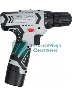 Дрель-шуруповерт Ресанта ДА-12-2ЛК, 12 В, 2 Ач, 40 Нм, щеточный