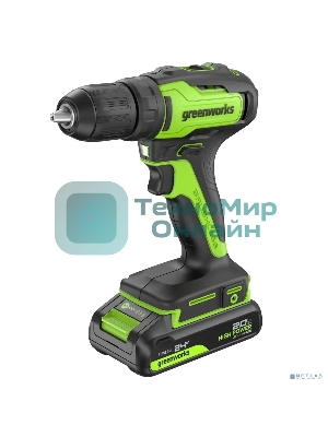 Дрель-шуруповерт Greenworks GD24DD35 аккумуляторная, 24V, б/щет, 29/35Нм,1х2Ач,ЗУ,кор [3704007CUA]