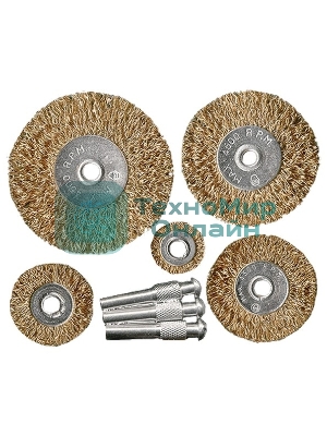 Набор щеток Matrix для дрели, 5 шт., 5 плоских 25-38-50-63-75 мм, со шпильками, металлические