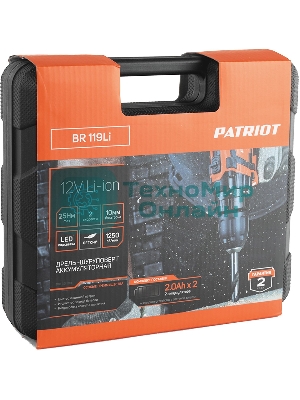Дрель-шуруповерт Patriot BR 119Li, 12 В, 2 Ач, 30 Нм, щеточный