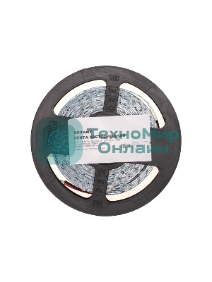 Лента светодиодная Rexant 12В, SMD2835, 9,6Вт/м, 60 LED/м, 3000K, 8мм, 5м, IP20