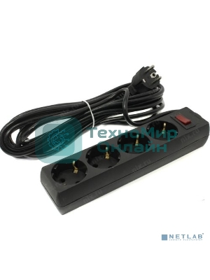 Сетевой фильтр ExeGate EX279398RUS EC-4-5B (4 розетки, 5 м, евровилка, черный)