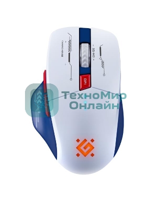 Мышь беспроводная Defender Tisa GM-126 белый/синий, 1600 dpi, радиоканал, Bluetooth, USB, кнопки - 6