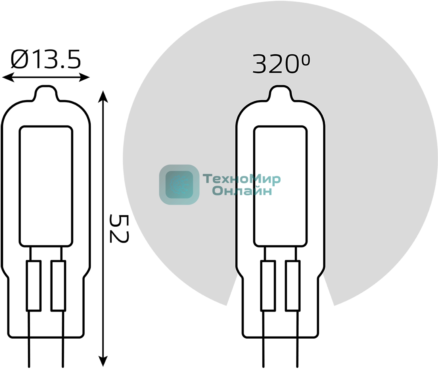 Лампа светодиодная Gauss G4 3.5Вт цок.:G4 капсул. 220B св.свеч.бел.теп. (упак.:10шт) (107807103)