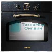 Встраиваемая электрическая духовка Korting OKB 460 RN/59.8 х 59.5 x 56 см, 6 режимов нагрева, аналоговые часы в классическом стиле Frank Muller, таймер, черный+бронза