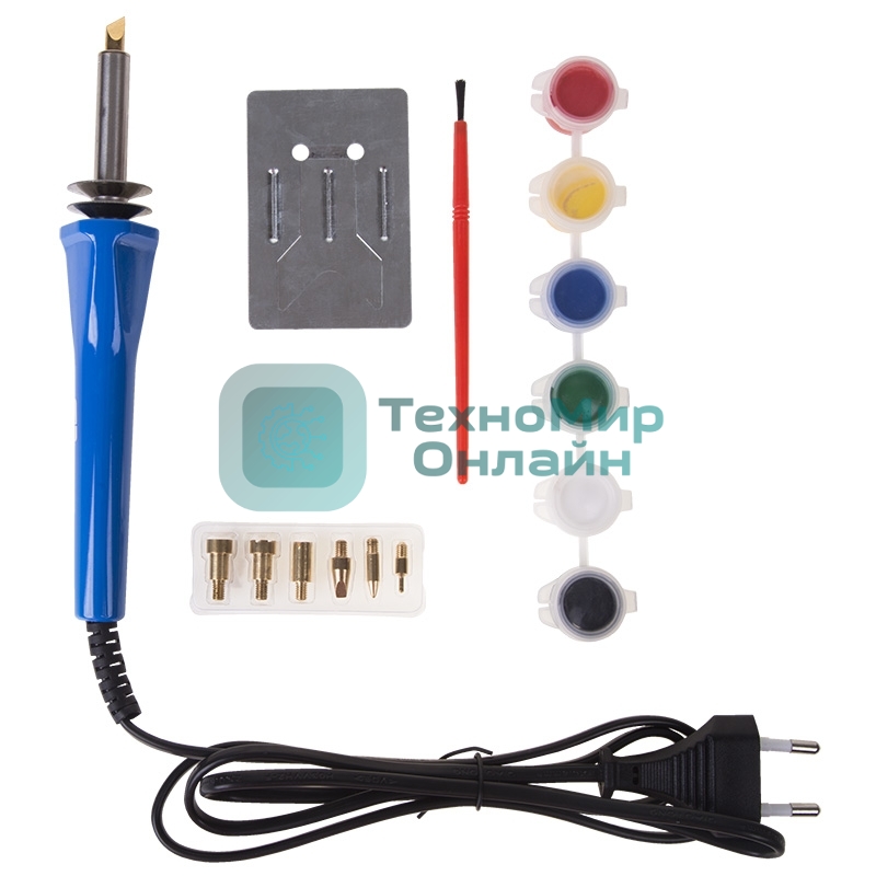 Выжигатель Rexant (набор паяльник-выжигатель), 7 насадок, подставка, кисточка, краски 230 В/30 Вт