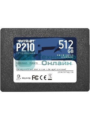 Накопитель SSD Patriot P210, 512Gb, SATA III, 2.5