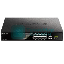 Коммутатор D-Link DGS-1010MP/A1A, L2 Unmanaged Switch with 9 10/100/1000Base-T portsand 1 1000Base-X SFPports(8 PoE ports 802.3af/802.3at (30 W), PoE Budget 125 W)
