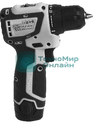 Дрель-шуруповерт ИНТЕРСКОЛ ДА-10/12В, 12 В, 2 Ач, 36 Нм, бесщеточный