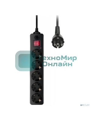 Сетевой фильтр Buro Сетевой фильтр, 5 розеток, 3 метра, черный