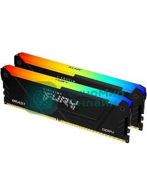 Оперативная память Kingston Fury Beast, DDR4, 16GB (2x8GB), 3600MHz, CL17, DIMM, с радиаторами, RGB, черный