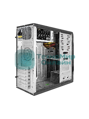 Компьютерный корпус Miditower ExeGate CP-604-UNS400 (ATX, БП UNS400 с вент. 12см, 2*USB, аудио, черный)