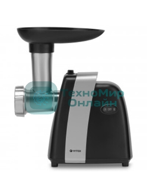 Мясорубка электрическая Vitek VT-3615 черный, 1700 Вт, 2.0 кг/мин, реверс, защита от перегрузки, насадки - 4