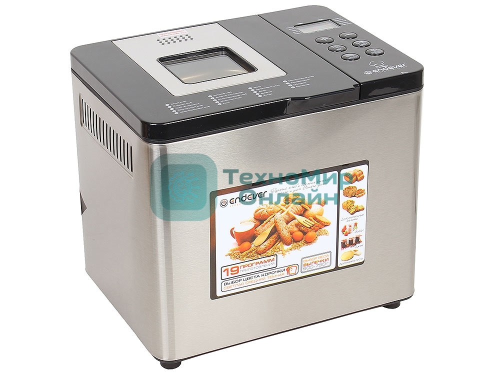 Хлебопечка Endever Skyline MB-54, стальной, мощность 750Вт, LED дисплей,19 автопрограмм