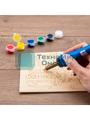 Выжигатель Rexant (набор паяльник-выжигатель), 7 насадок, подставка, кисточка, краски 230 В/30 Вт