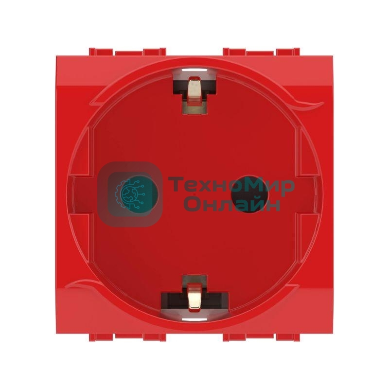Розетка 1-м СП Brava 2мод. защ. шторки с заземл. красн. ДКС 76482R