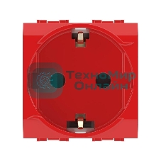 Розетка 1-м СП Brava 2мод. защ. шторки с заземл. красн. ДКС 76482R