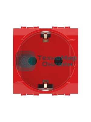 Розетка 1-м СП Brava 2мод. защ. шторки с заземл. красн. ДКС 76482R