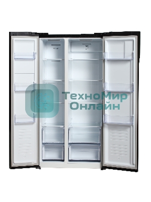 Холодильник Hyundai CS5003F черное стекло двухкамерный 331/165л морозилка сбоку, No Frost, Side by Side