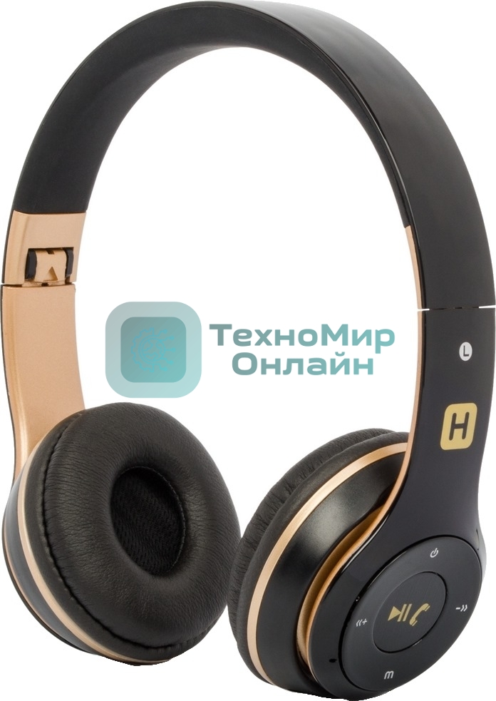 Беспроводные/проводные наушники Harper HB-213 черный/золотой, накладные, Bluetooth + проводной, до 5 ч