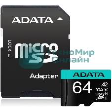 Флеш карта MICROSDXC UHS-I U3 V30S A2 100/75 MB/s 64Gb RETAIL W/1 ADAPTER