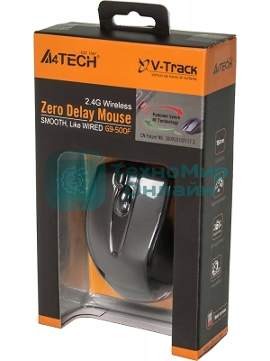 Мышь беспроводная A4Tech G9-500F черный, 1200 dpi, радиоканал, USB, кнопки - 4