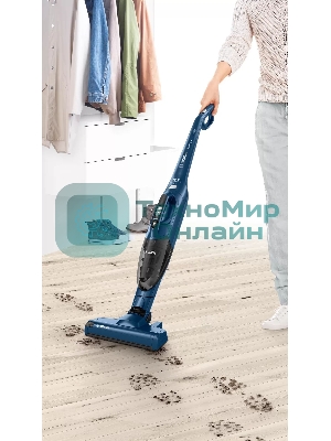 Пылесос вертикальный Bosch BCHF 2MX20 синий, питание от аккумулятора, 150 Вт, уборка сухая, пылесборник 0.4 л