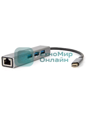 USB-концентратор USB 3.1 Type-Cm --> RJ-45+3port USB3.0(f) Aluminum Shell VCOM DH311A