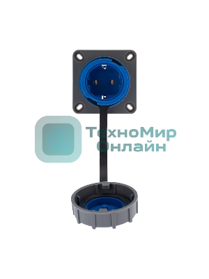 Розетка настенная Rexant фланцевая влагозащищенная с крышкой 16 А, 2Р+РЕ, IP68