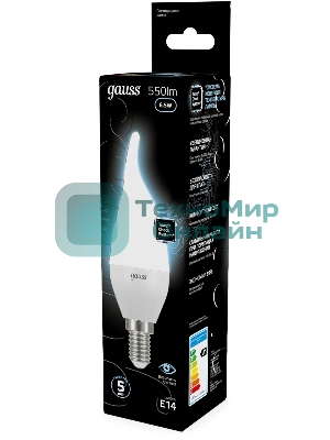 Лампа светодиодная Gauss Tailed 6.5Вт свеча 4100К белый E14 550лм 150-265В