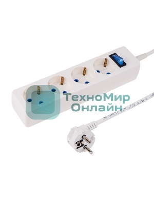 Сетевой фильтр PROconnect STANDARD 4 гнезда, 3 м, 3х0.75 мм², с/з, белый