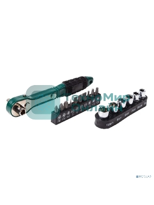 Набор головок и бит с ключом-трещоткой 17 предметов Rexant