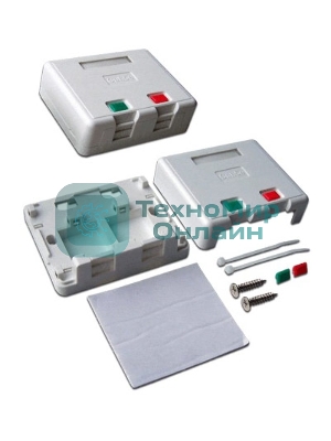 Коробка настенная Lanmaster SA на 2 модуля keystone с защитными шторками LAN-SA2/S-WH