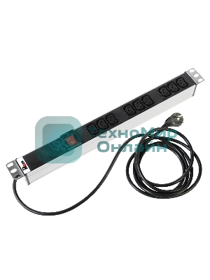Аксессуар ЦМО Блок розеток Rem-16 с выкл., 9 IEC 60320 C13, 16A, алюм., 19