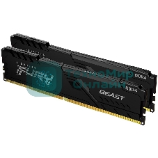 Оперативная память Kingston Fury Beast, DDR4, 64GB (2x32GB), 3600MHz, CL18, DIMM, с радиатором, черный