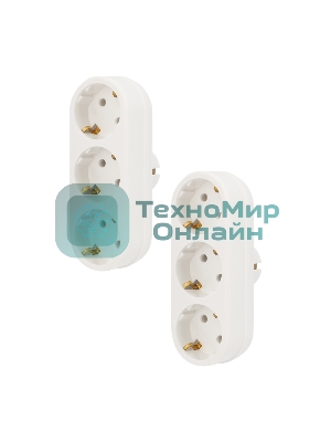 Набор тройников электрических линейных Rexant 16 А с заземлением, белый (2 шт./уп.)