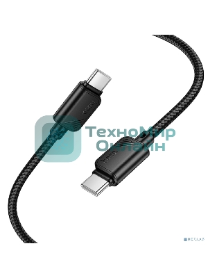 Кабель USB2.0 Hoco Type-C/Type-C, 3А, 60Вт, нейлоновая оплетка, X113, 1м, черный, коробка