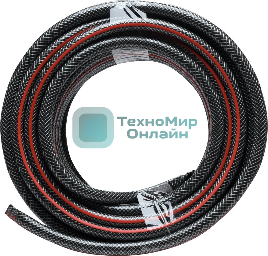 Шланг поливочный ПВХ усиленный премиум пищевой трехслойн. армир. 1/2 25м черный/красный Вихрь 73/7/2/10