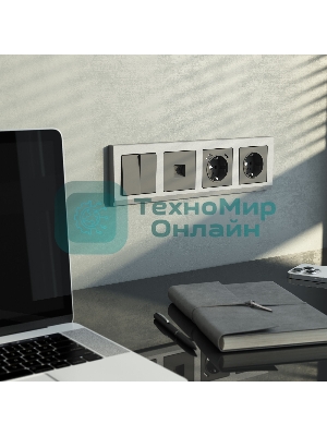 Розетка с заземлением (графит матовый)