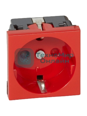 Механизм розетки Legrand 1-м СП Mosaic 2 модульный, с заземлением, красный Legrand 077214 124965