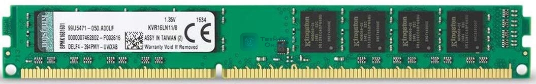 Оперативная память Kingston ValueRAM, DDR3L, 8GB (1x8GB), 1600MHz, CL11, DIMM