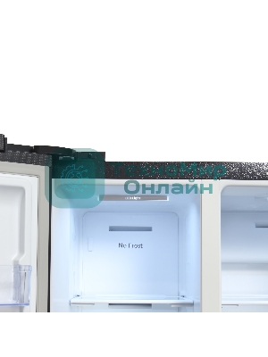 Холодильник Hyundai CS5003F черное стекло двухкамерный 331/165л морозилка сбоку, No Frost, Side by Side